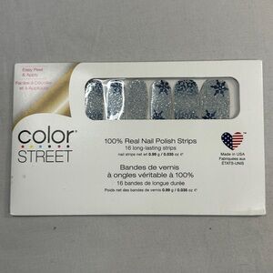 ⭐️ Color Street Silver Sparkle and Blue Star Nail Strips